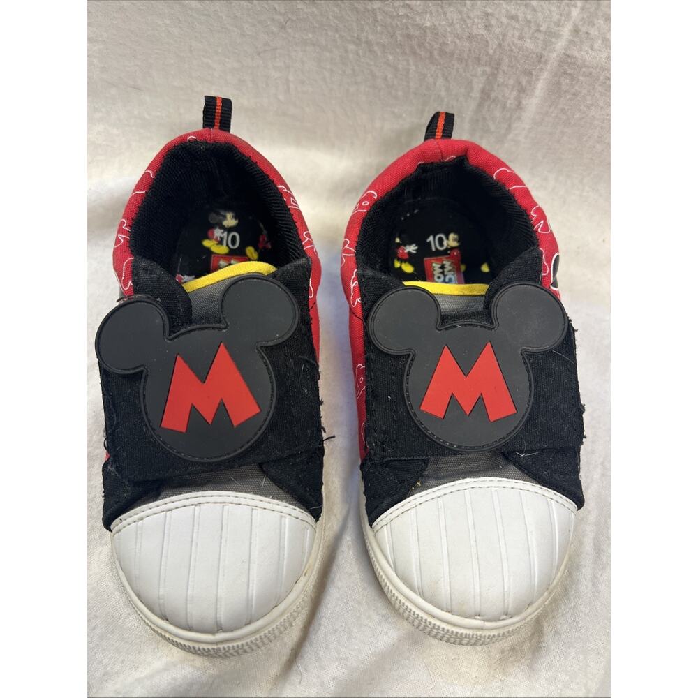 Disney Toddler Mickey Mouse Tennis Shoes Sneaker Size 10 Ears Hook & Loop Closur